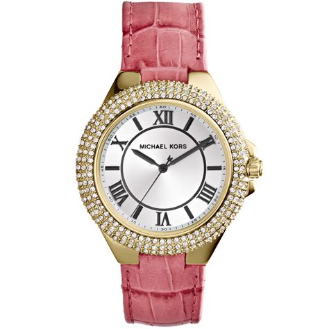 michael kors pink leather strap watch|Michael Kors men's leather watch.